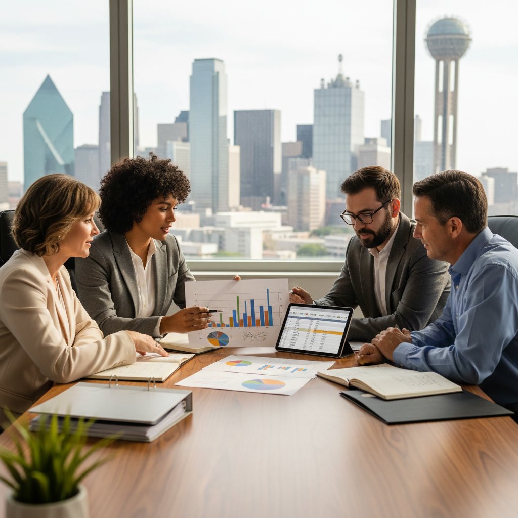 Tax consultation Dallas professional reviewing financial documents with client