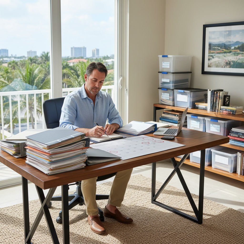 Organized tax files and receipts arranged for IRS audit review