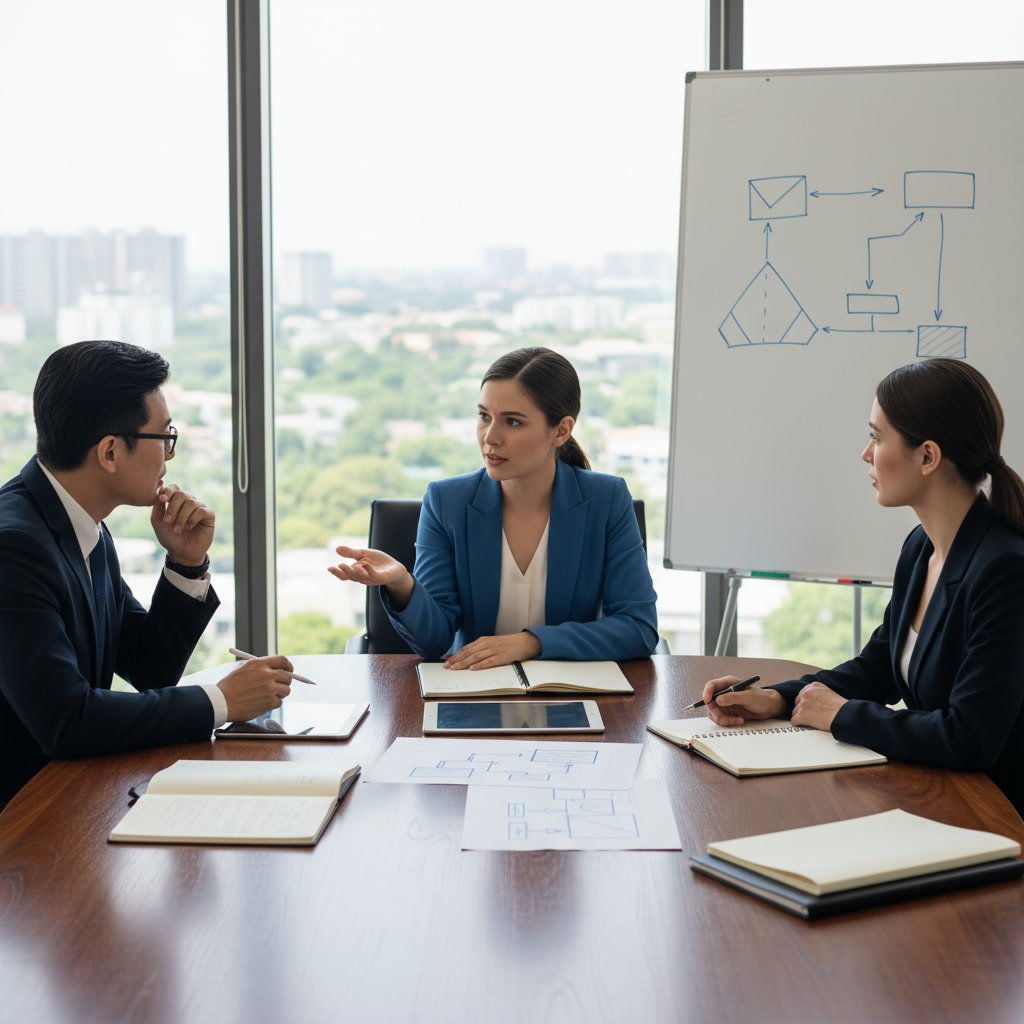 Business team meeting to discuss switching bookkeeping service providers