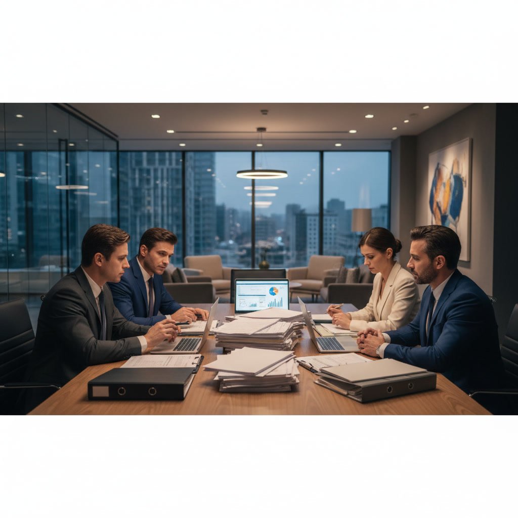 Professional tax accountant reviewing financial documents for audit preparation