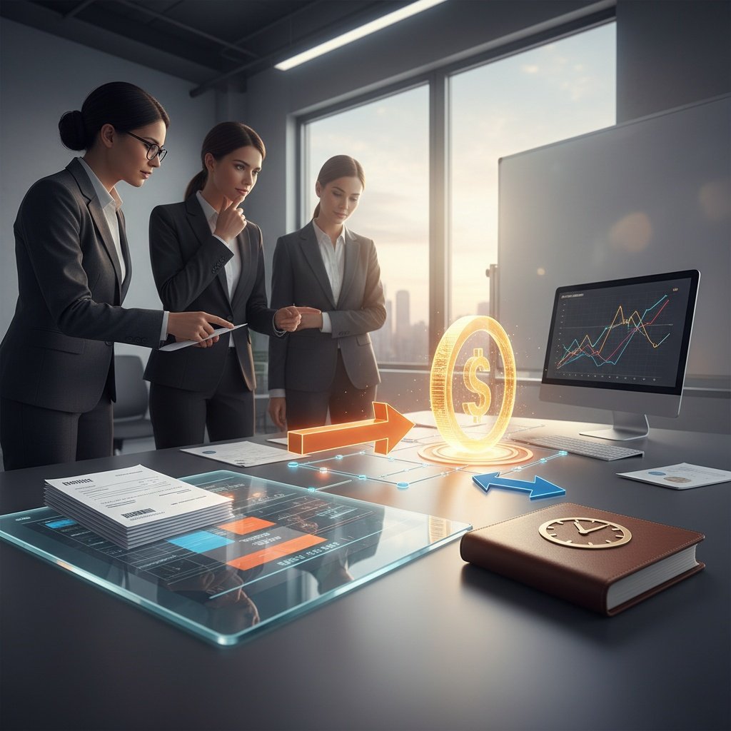 Business owner comparing accrual versus cash accounting methods on financial statements